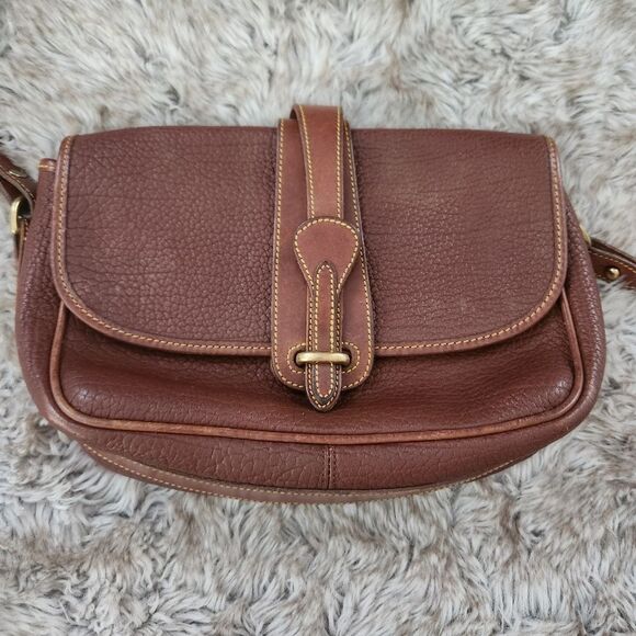 Dooney‎ & Bourke Vintage Brown Leather Crossbody Bag - Picture 2 of 11